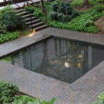 The reflection Pond seen from a point near one speaker in the sound installation